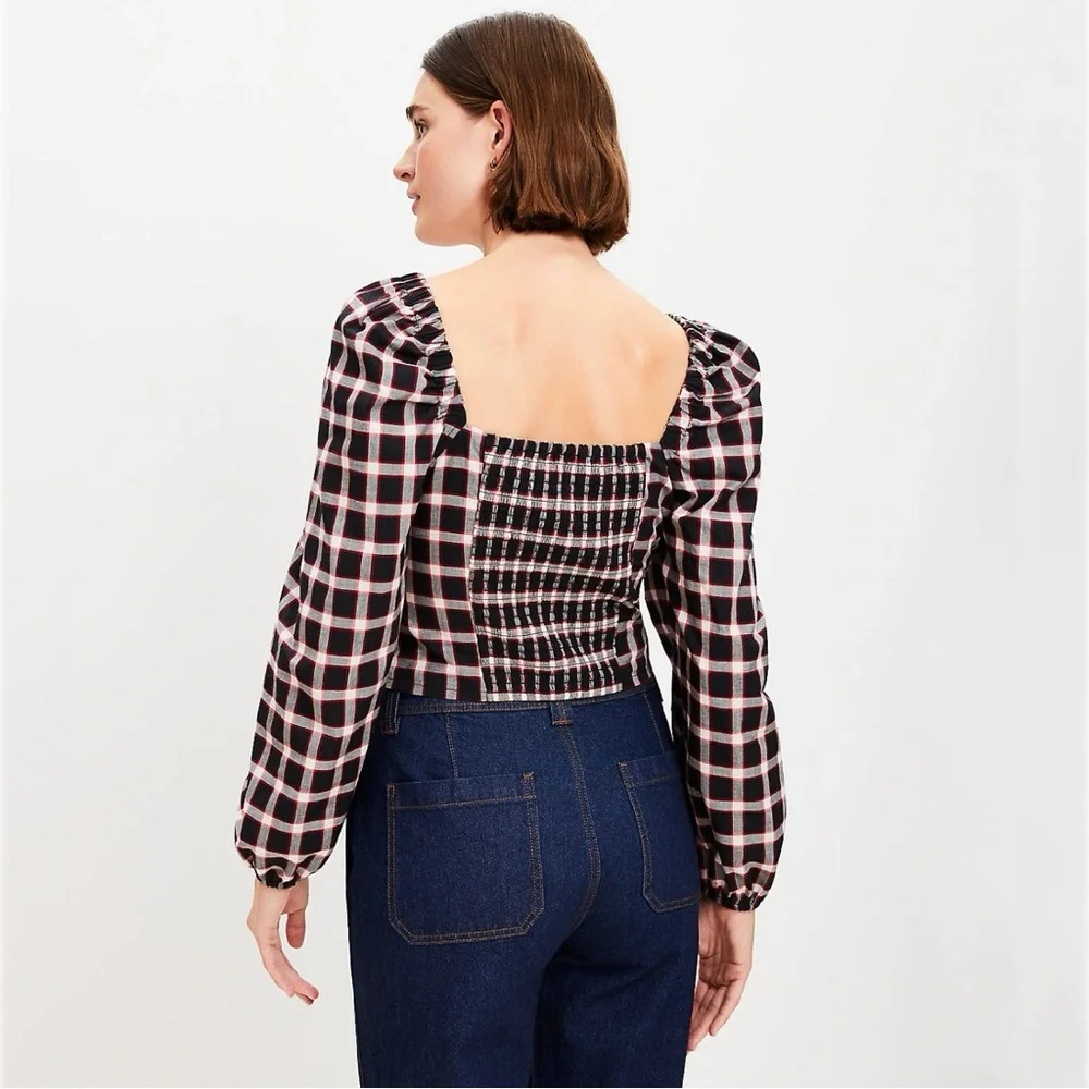 LOFT | NWT Plaid Sweetheart Blouse